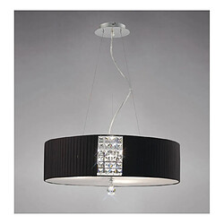 Luminaire Center Suspension Evelyn rond avec Abat jour noir 5 Ampoules chrome poli/cristal