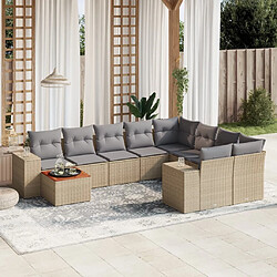 Maison Chic Salon de jardin avec coussins 10 pcs, Ensemble Tables et chaises de jardin, beige résine tressée -GKD969472