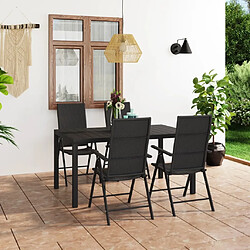 Salle à manger de jardin 5 pcs,Table et chaise à dîner Noir -MN53253