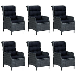 Avis Maison Chic Mobilier à dîner 7 pcs et coussins- Ensemble table et chaises d'extérieur - Salon/Mobilier de jardin classique Résine tressée Gris foncé -MN63819