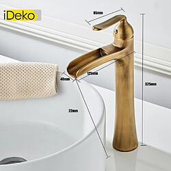 iDeko® Robinet salle de bain haut de lavabo vasque cascade vintage style mono laiton céramique