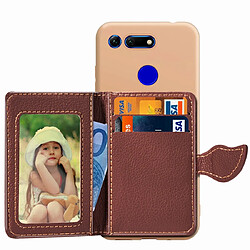 Wewoo Coque Leaf Buckle Litchi Texture Card Holder PU + TPU Case for Huawei Honor V20with Slot & & Wallet & Photo Frame