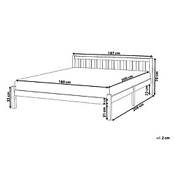 Avis Beliani Lit double en bois de pin blanc 180 x 200 cm FLORAC