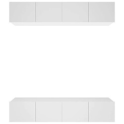 Maison Chic Meubles TV 4 pcs | Banc TV Moderne pour salon | Meuble de Rangement Blanc 80x30x30 cm Bois d'ingénierie -MN82189