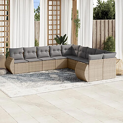 Maison Chic Salon de jardin avec coussins 10 pcs | Ensemble de Table et chaises | Mobilier d'Extérieur beige résine tressée -GKD58092