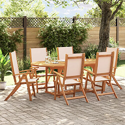 vidaXL Ensemble à Manger de jardin 7pcs bois d'acacia solide textilène