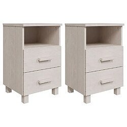 Maison Chic Lot de 2 Tables de chevet - Tables de Nuit Blanc 40x35x62 cm Bois massif