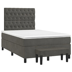 Avis Maison Chic Lit Adulte - Lit simple Lit à sommier tapissier et matelas moelleux - Meuble de Chambre - Gris foncé 120x200cm Velours -MN91185