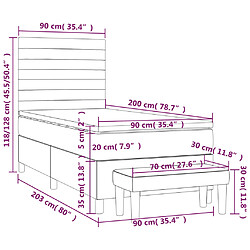 vidaXL Sommier à lattes de lit avec matelas Gris clair 90x200 cm Tissu pas cher