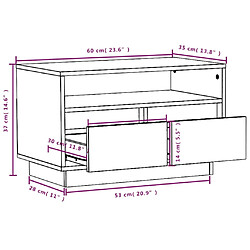 vidaXL Meuble TV Gris 60x35x37 cm Bois de pin massif pas cher