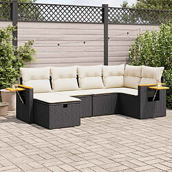 vidaXL Salon de jardin 6 pcs avec coussins noir résine tressée