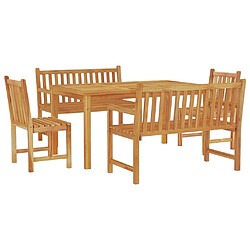 Avis Salle à dîner de jardin 5 pcs,Table et chaise à manger Bois de teck massif -MN85188