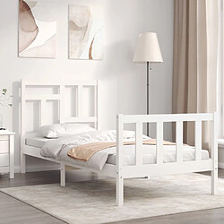 Maison Chic Lit adulte - Cadre Structure de lit avec tête de lit Contemporain blanc 90x200 cm bois massif -MN61040