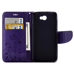 Acheter Wewoo Housse Étui Violet pour Huawei Y5II à rabat en cuir pressé fleurs horizontales avec boucle magnétique & Titulaire & Slots de cartes Portefeuille