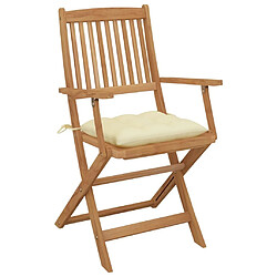 Avis Maison Chic Lot de 8 Chaises pliables de jardin - Fauteuil d'extérieur avec coussins Bois d'acacia -MN54415