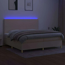 Acheter Maison Chic Lit adulte- Lit + matelas,Sommier à lattes de lit et matelas et LED Crème 200x200cm Tissu -GKD40785