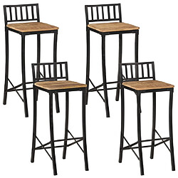 vidaXL Chaises de bar lot de 4 bois de manguier massif brut