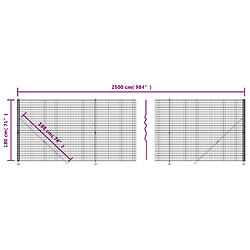 vidaXL Clôture en treillis métallique avec bride anthracite 1,8x25 m pas cher