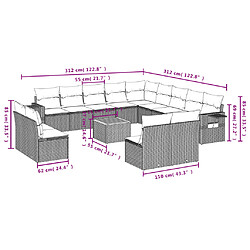 Avis Maison Chic Salon de jardin avec coussins 14 pcs, Ensemble Tables et chaises de jardin, gris résine tressée -GKD912277