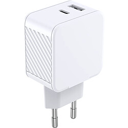 Double Chargeur maison USB A+C 32W (12+20W) Power Delivery Blanc Bigben