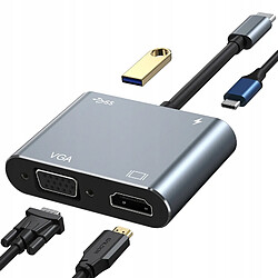 Avis GUPBOO Adaptateur 4 en 1 HDMI 4K VGA Hub USB-C USB 3.0 PD,JL45