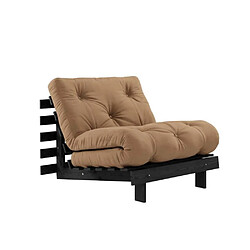 Inside 75 Fauteuil convertible futon ROOTS pin laqué noir matelas 90 x 200 cm coloris moka 