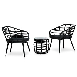 Maison Chic Table de bistro et chaises d'extérieur 3 pcs,Ensemble de bistro de jardin pour relax Résine tressée Noir -GKD246951