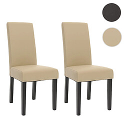 Mendler Lot de 2 chaises de salle à manger HWC-N66, chaise de cuisine fauteuil en bois massif similicuir ~ crème, pieds noirs