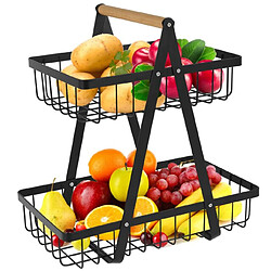 Universal Panier à fruits en métal 2 couches Tableau de rangement de cuisine portable Étagère à étagère Étagère à tapis amovible Bol Panier à pain | Panier de rangement