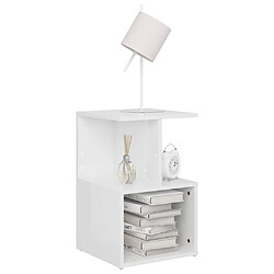 Avis Maison Chic Lot de 2 Tables de chevet - Tables de Nuit Blanc brillant 35x35x55 cm Aggloméré