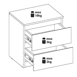 Acheter Dansmamaison Table de chevet 2 tiroirs Blanc/Bois - QIZ