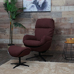 Avis Mendler Fauteuil relax + pouf HWC-L12, Fauteuil TV Fauteuil à bascule Fonction bascule, pivotant, métal tissu/textile ~ bordeaux