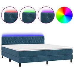 Maison Chic Lit adulte- Lit + matelas,Sommier à lattes de lit avec matelas LED Bleu foncé 180x200 cm -GKD75239