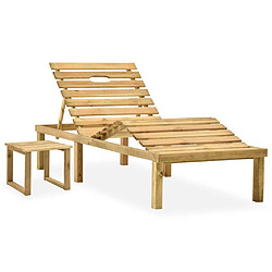 Maison Chic Chaise longue | Transat Bain de soleil de jardin avec table Bois de pin imprégné -GKD39639