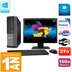 PC DELL 3020 SFF Ecran 19" Intel G3220 Ram 16Go Disque 2 To Wifi W7 - Occasion