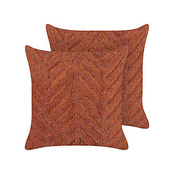 Beliani Lot de 2 coussins LEWISIA Coton 45 x 45 cm Géométrique Touffeté Orange