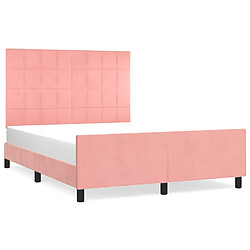 Maison Chic Cadre/structure de lit avec tête de lit pour adulte - Lit Moderne Chambre Rose 140x190 cm Velours -MN98297