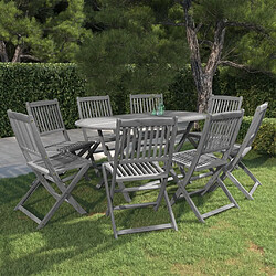 Maison Chic Mobilier à dîner 9 pcs de jardin - Ensemble table et chaises d'extérieur - Salon/Mobilier de jardin classique Bois d'acacia massif Gris -MN50088