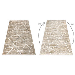 RUGSX Tapis moderne DUKE 51557 beige crème - Géométrique, structuré, très doux, franges 120x170 cm