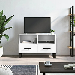 Maison Chic Meuble TV scandinave - Banc TV pour salon Blanc brillant 80x36x50 cm Bois d'ingénierie -MN55296