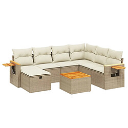 vidaXL Salon de jardin avec coussins 8 pcs beige résine tressée