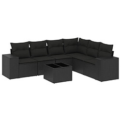 Maison Chic Salon de jardin 7 pcs avec coussins | Ensemble de Table et chaises | Mobilier d'Extérieur noir résine tressée -GKD62609