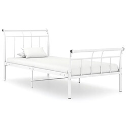 Maison Chic Lit adulte - Lit simple Cadre de lit,Structure du lit Contemporain Blanc Métal 90x200 cm -MN97294