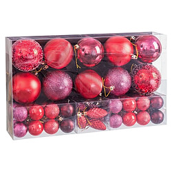 BigBuy Home Boules de Noël Rouge Plastique (50 Unités)