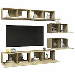 Avis Maison Chic Ensemble de meubles TV 6 pcs | Banc TV Moderne pour salon | Meuble de Rangement - Chêne sonoma Aggloméré -MN87827