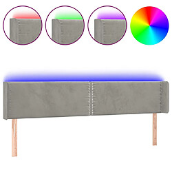 vidaXL Tête de lit à LED Gris clair 183x16x78/88 cm Velours