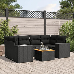 Maison Chic Salon de jardin 7 pcs avec coussins | Ensemble de Table et chaises | Mobilier d'Extérieur noir résine tressée -GKD94954