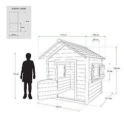 Acheter Maisonnette en Bois pour Enfants Robincool Kela 138x116x132 cm 1,6 m² Porte Battante, Fenêtres et Étage