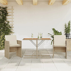 Maison Chic Ensemble de bistro 3 pcs avec coussins,Table + chaises + coussins de jardin beige résine tressée -GKD949500