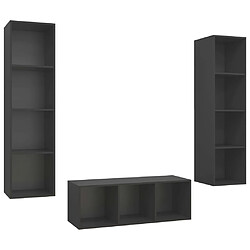 vidaXL Ensemble de meubles TV 3 pcs Gris Bois d'ingénierie